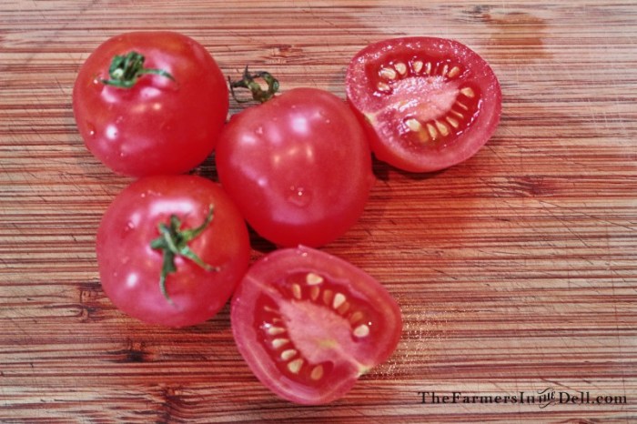 pearly pink tomatoes - TheFarmersInTheDell.com