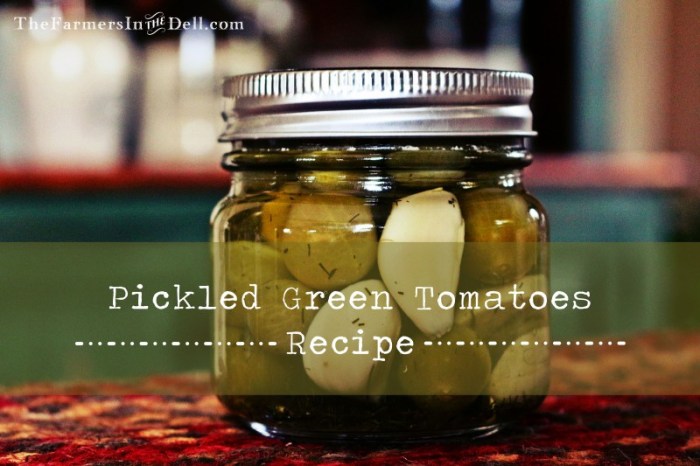 pickled green tomatoes - TheFarmersInTheDell.com